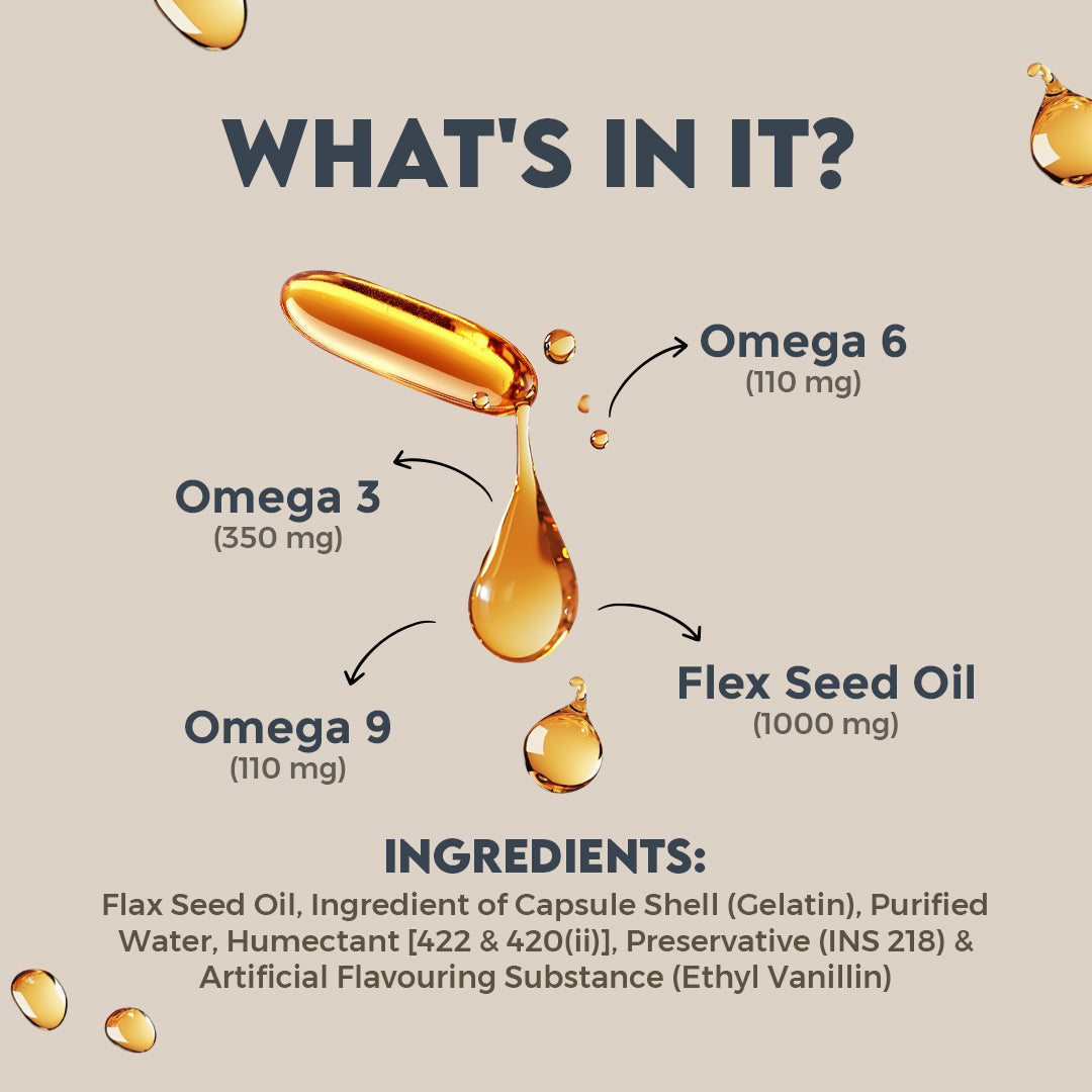Flaxseed Oil Omega 3-6-9  Softgel Capsules   Heart Health, Joint Support & Glowing Skin